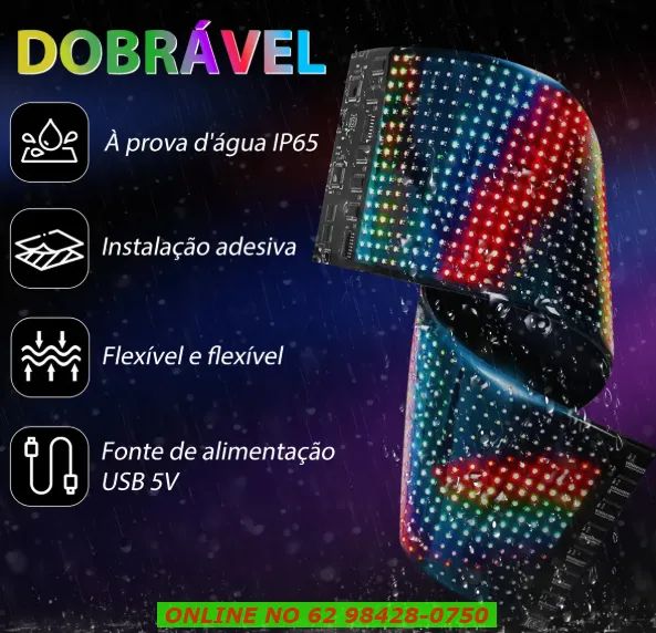 Painel Led Olho Tela Flexível 64x16cm Para Carros Caminhões - Foto 4