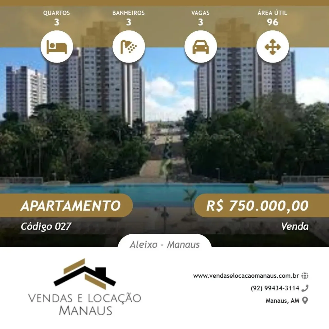 Venda Valor R$ 750.000,00 Residencial Mundi Resort - Aleixo
