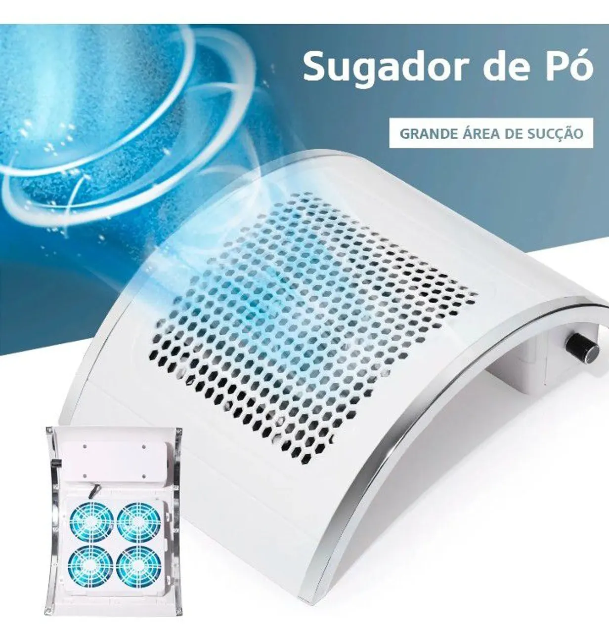 Sugador de Pó para Unhas - Grande Área de Sucção