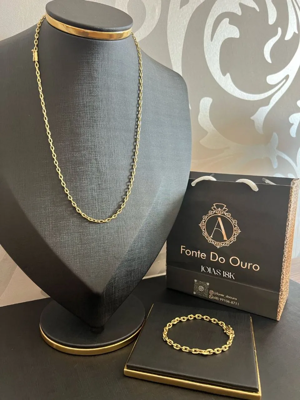 Cordão e Pulseira em Ouro 18k -Novo