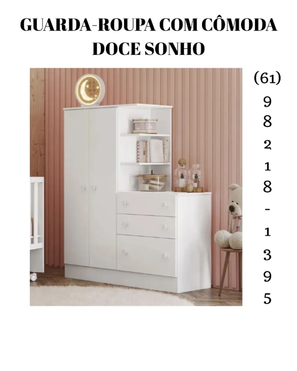 Guarda-Roupa com Cômoda (Doce Sonho) - Foto 2