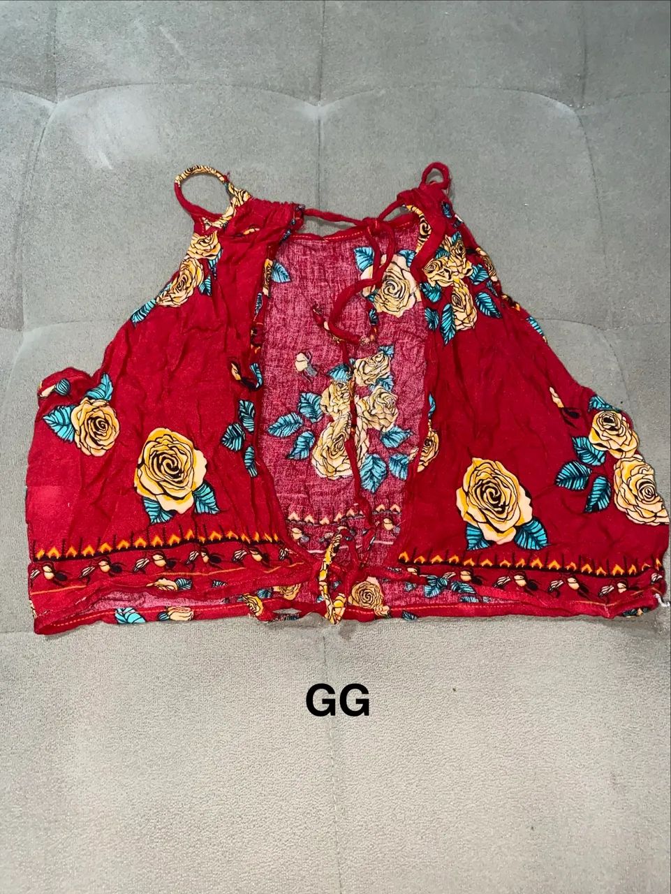 Cropped vermelho floral - Foto 2