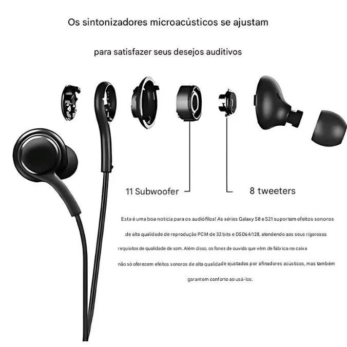 Fone De Ouvido Entrada Tipo-C com 4 ear tips extras 3.5 mm Usb - Foto 3