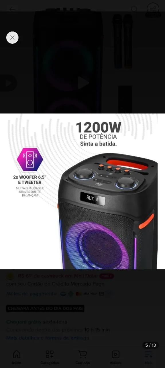 Caixa de som com karaokê philco  - Foto 3