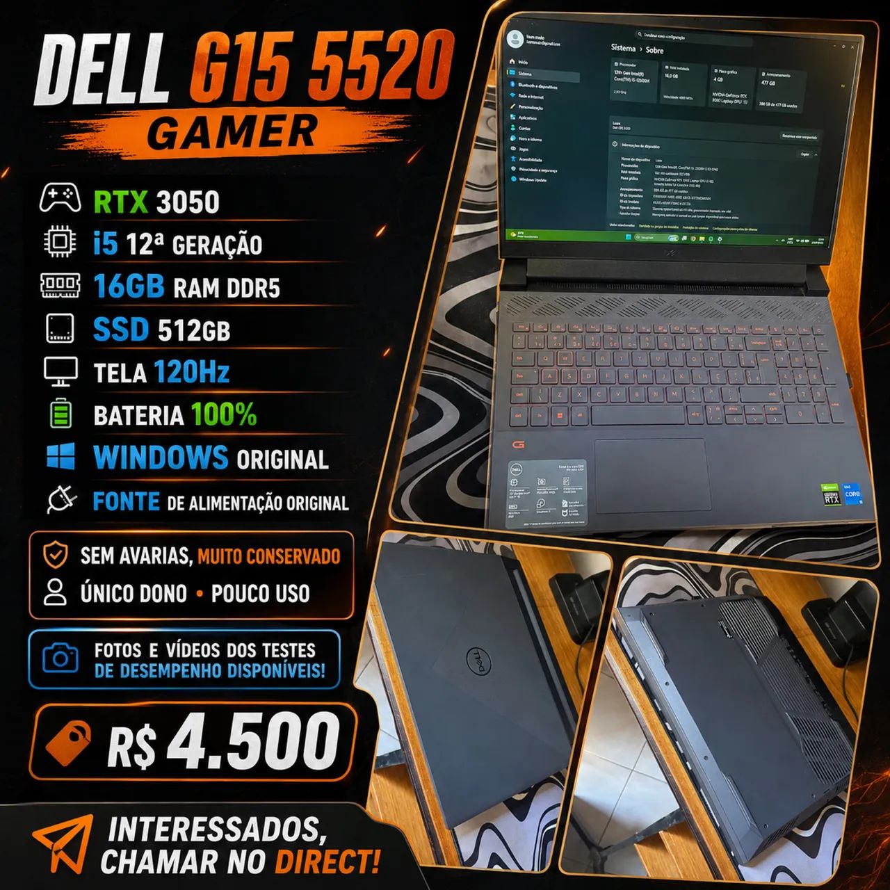 Notebook gamer DELL G15 16gb ram