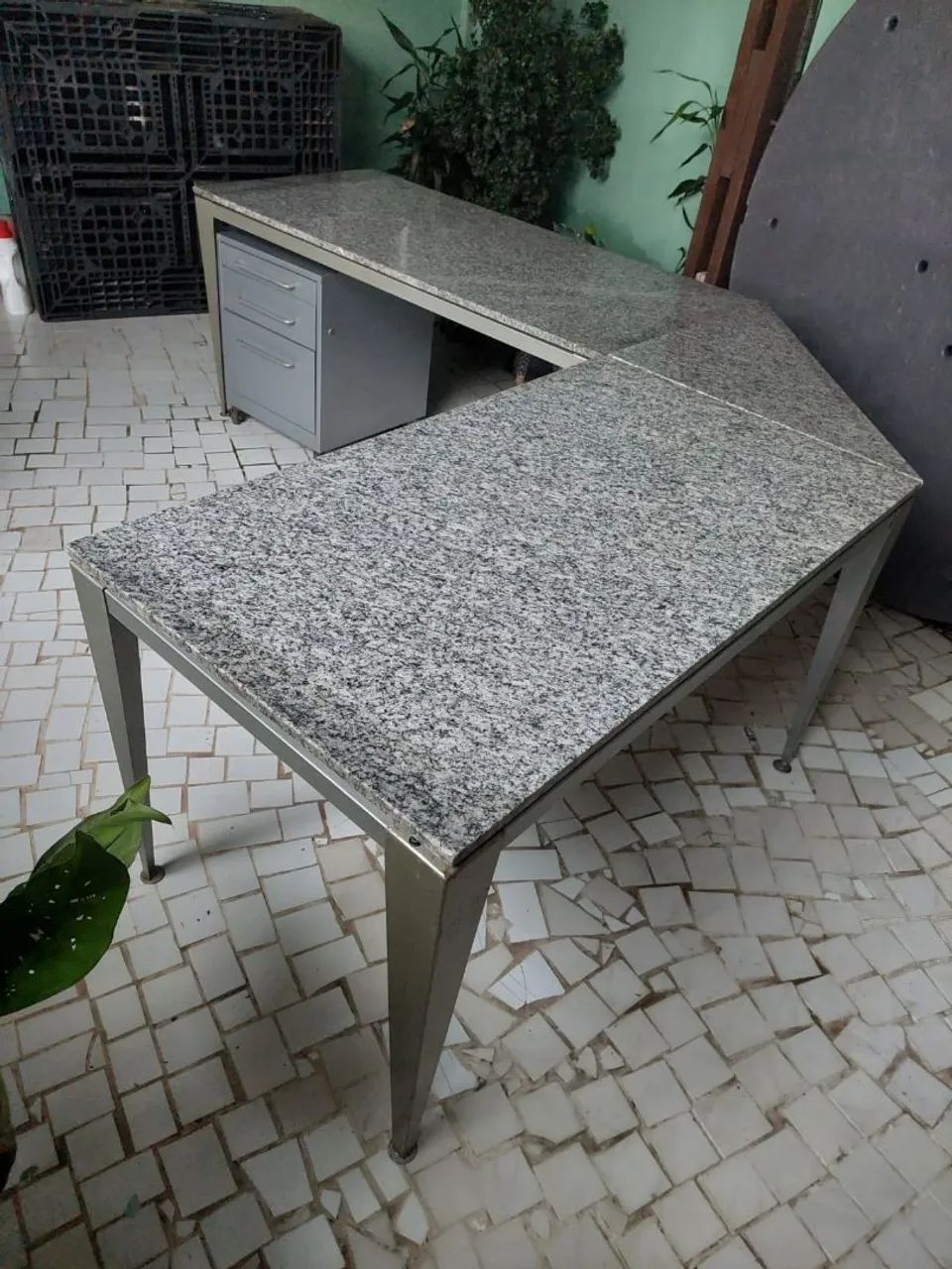 Vendo mesa L de escritório em marmore  - Foto 2