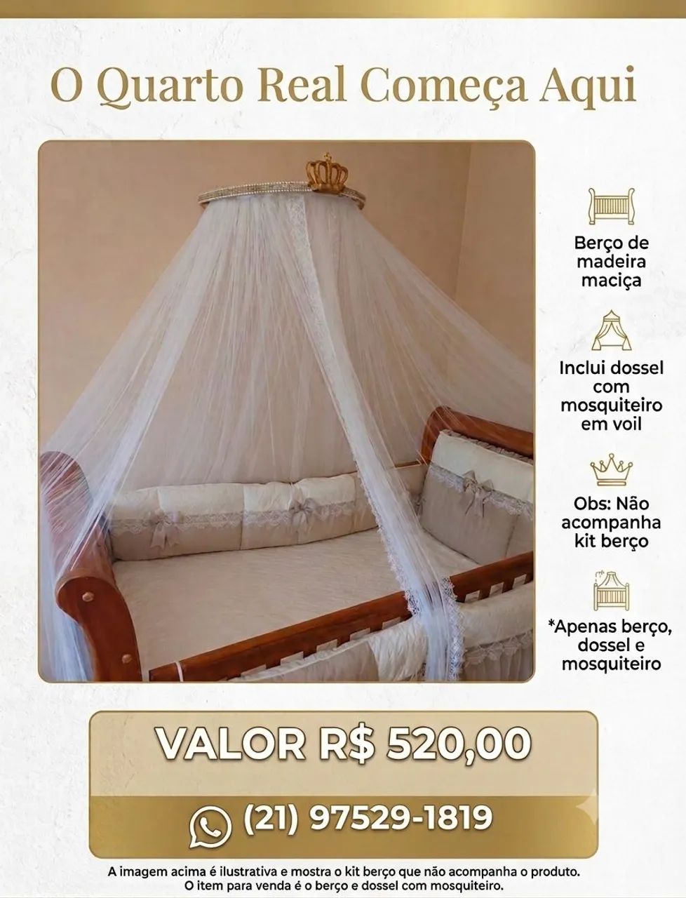 Berço em madeira maciça 