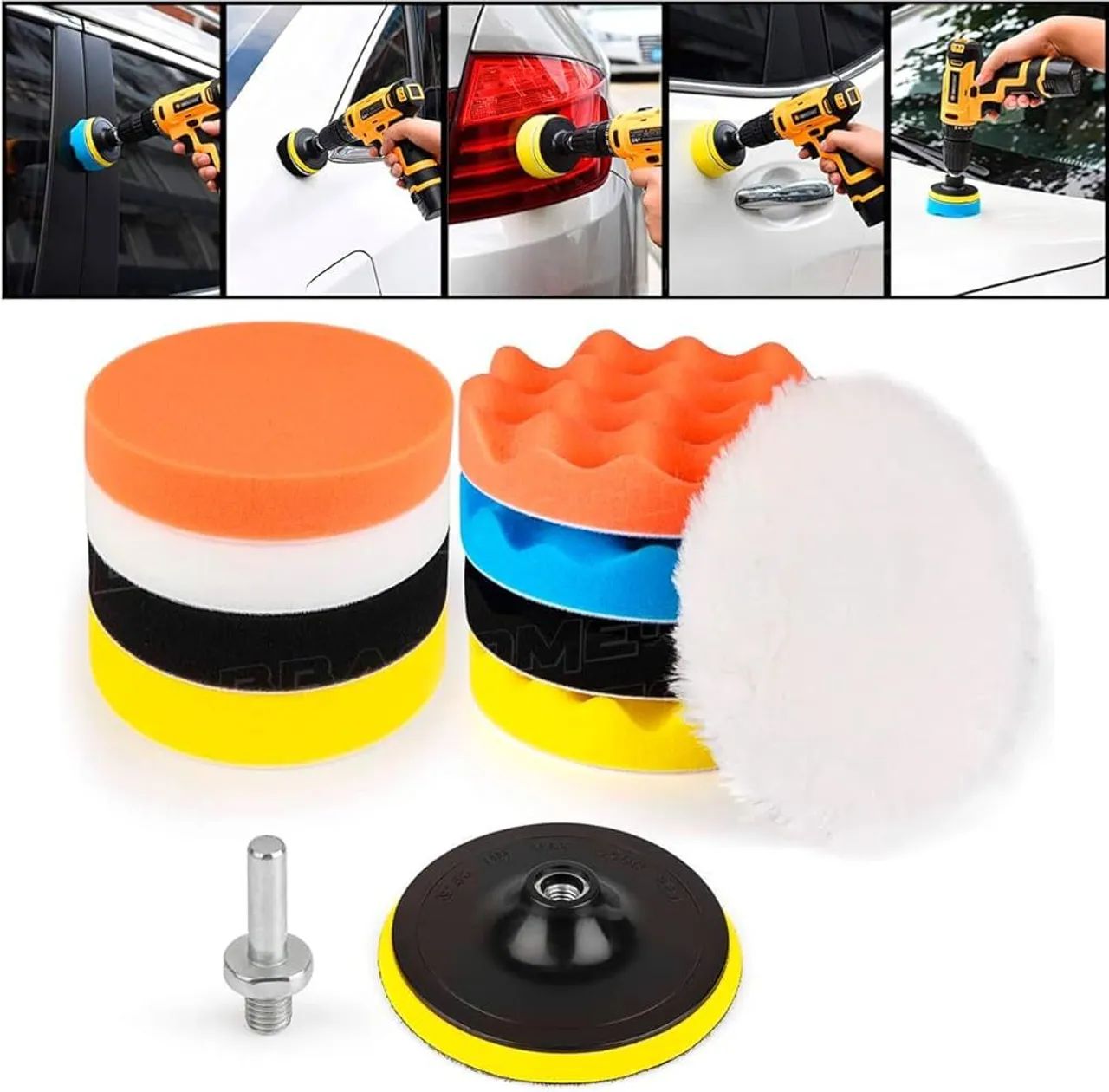 Kit esponjas Para Polimento 3 Polegadas Automotivo 11 Peças Com Adaptador  - Foto 2