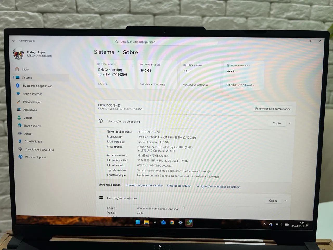 Notebook Asus TUF 16F - troco por MacBook  - Foto 3