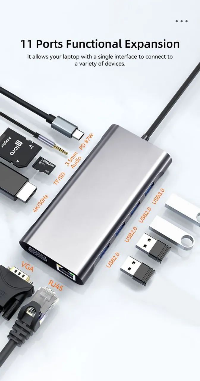 HUB USB-C 11 em 1 - Expansão Completa para seu Notebook! - Foto 3