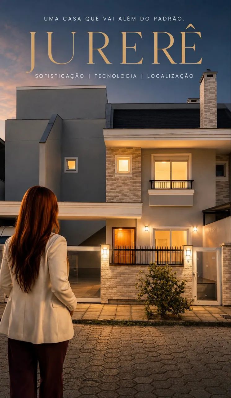 Casa Nova 4 Suítes em Jurerê | 217m² | 2 Vagas | Hobby Box | Semi Mobiliada