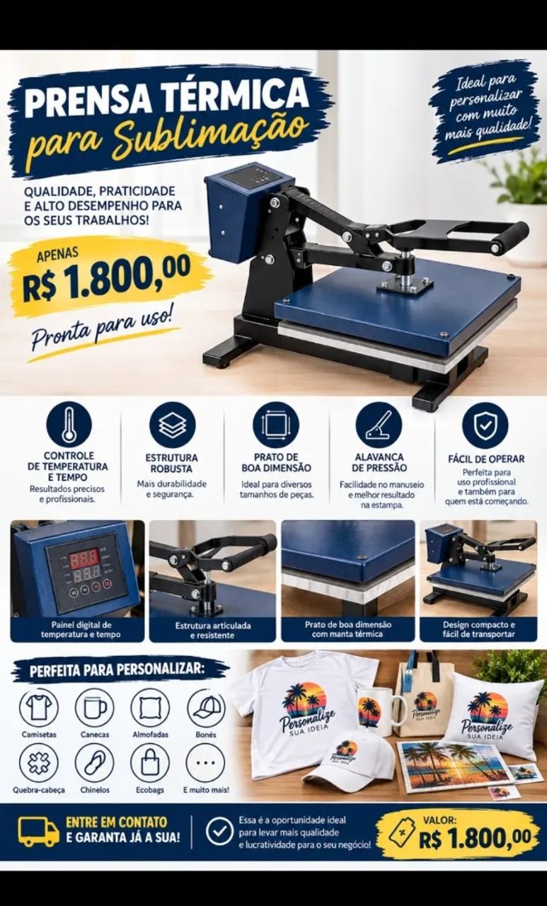 Prensa Térmica de Sublimação