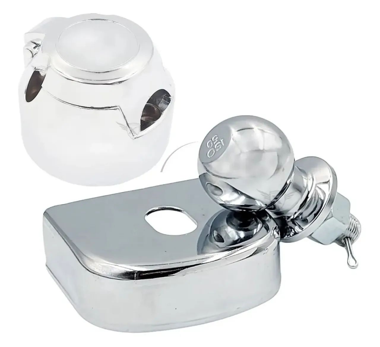 Kit Engate Rabicho Inox Capa Bola E Tomada 6 Polos Cromada