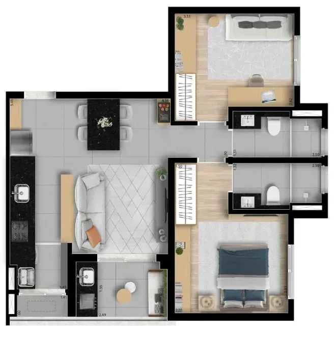 PLANTA 66m²