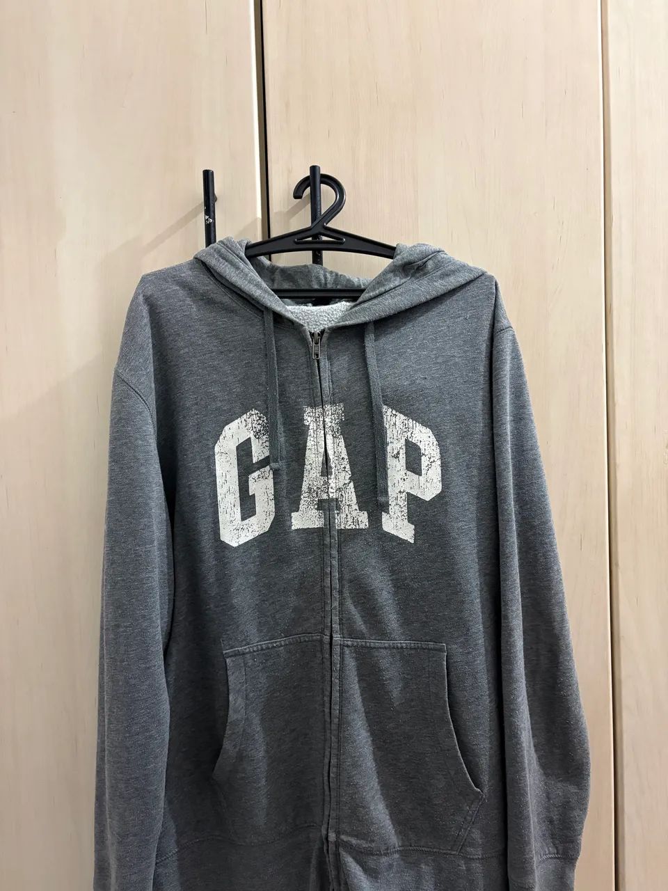 Moletom GAP Original Cinza com Capuz e Zíper | Tam. L