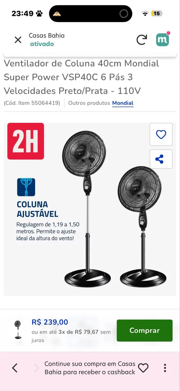 Ventilador Mondial 40cm - Foto 5