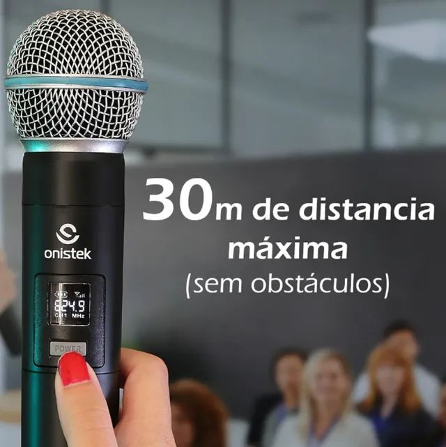 Microfone Duplo Sem Fio Uhf Visor Digital - Onistek - Foto 2