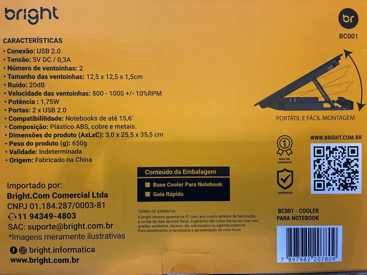 Suporte base notebook com cooler  Bright  - Foto 2