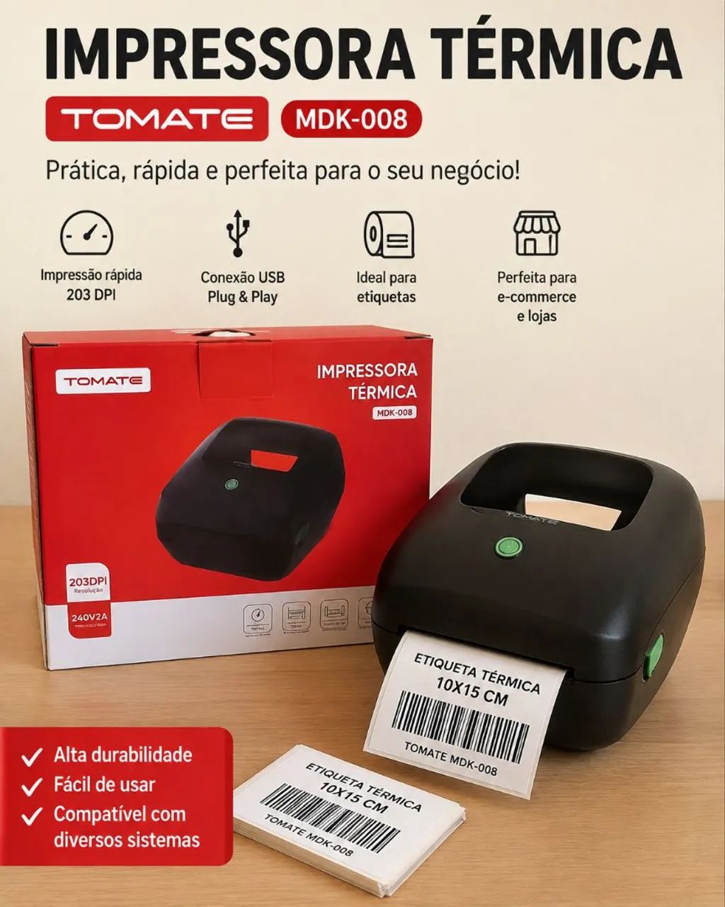 Impressora termica tomate MDK - 008