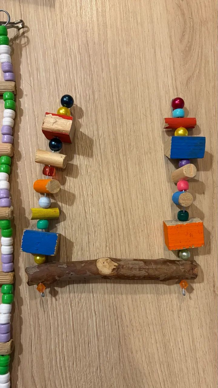 Poleiro e escada para pássaros 