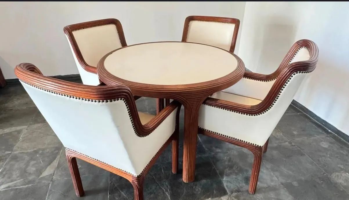 Mesa de madeira e couro - Foto 2