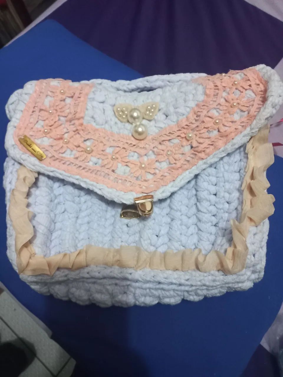Bolsa de crochê fio de malha  - Foto 2