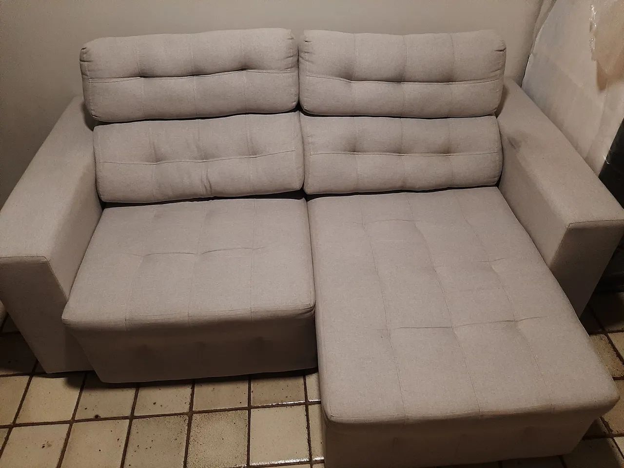 Sofá retrátil e reclinável linho cinza claro 2 metros larg. - Foto 2
