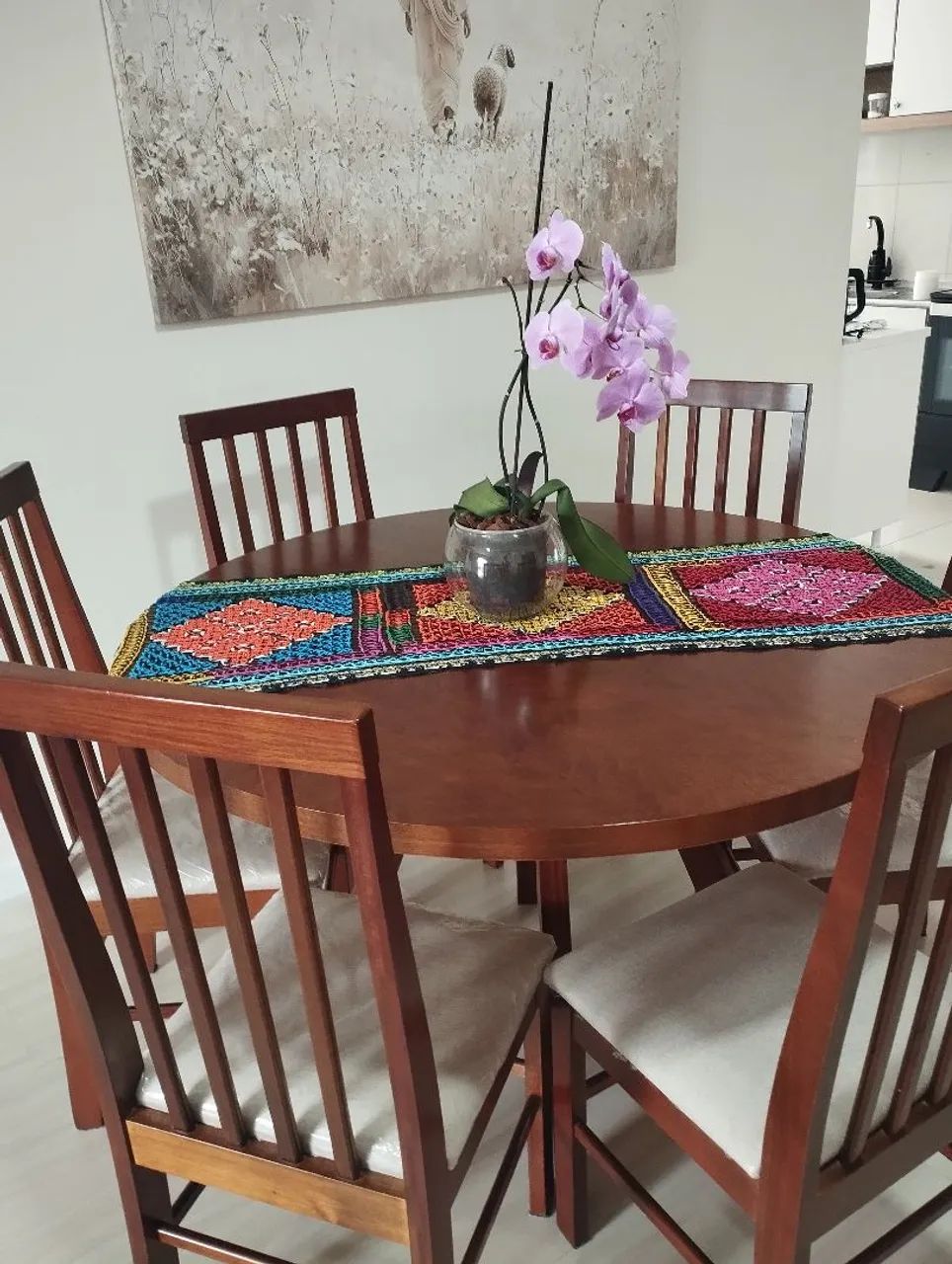 Mesa,com 6 cadeiras 