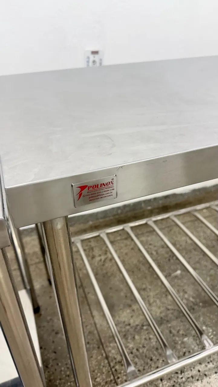 MESA DE AÇO INOX 430 COM PRATELEIRA  - Foto 2