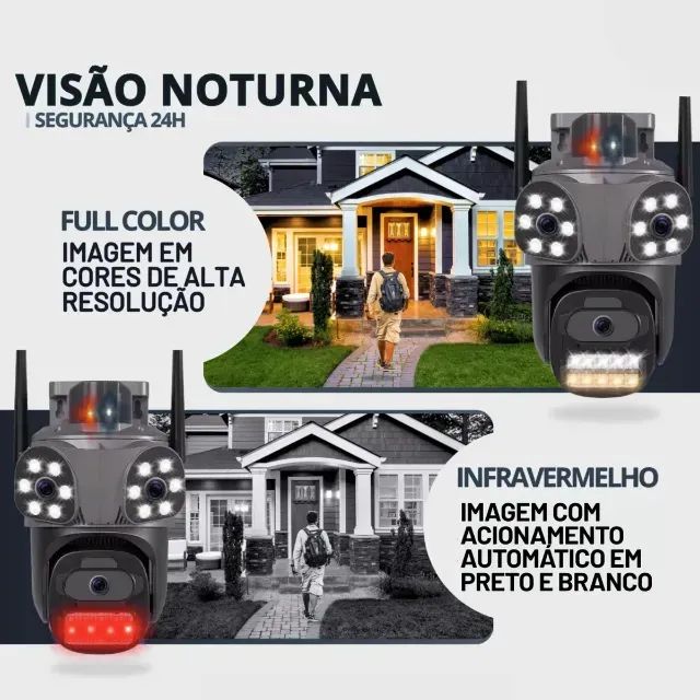 Câmera de Segurança Wi-Fi Lente Tripla c/ Sirene  - Foto 3