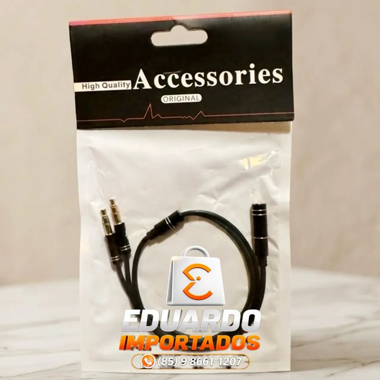 Cabo Divisor P2 para Headset Gamer e PC - Conecta Fone + Microfone 