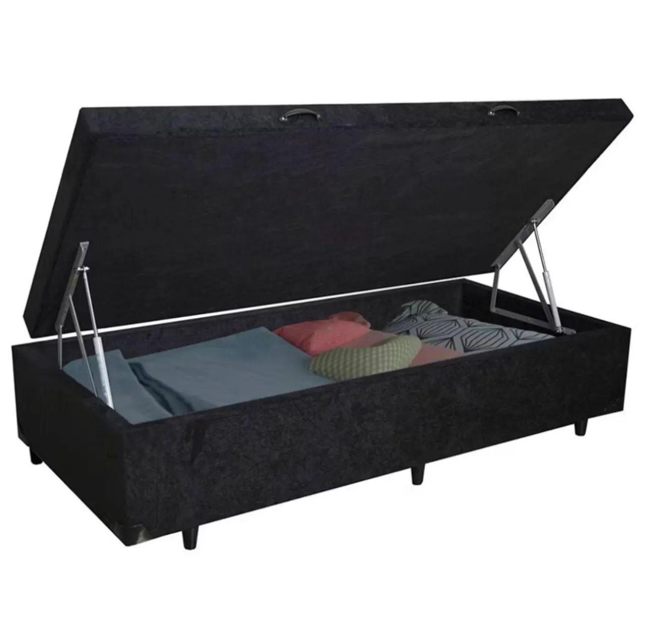 Cama box baú solteiro em Suede preto  - Foto 3