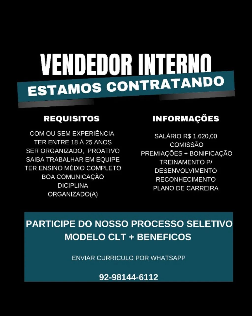 Contratamos Vendedor