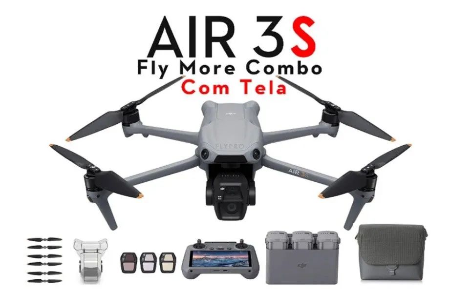Drone DJI AIR 3 S combo fly more RC tela sensor LIDAR NOVO e LACRADO  - Foto 2