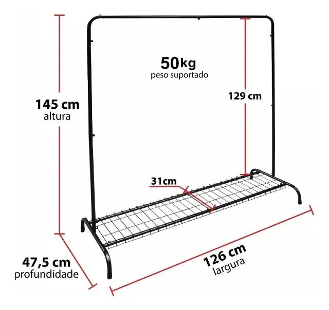 ARARAS CABIDEIRO PARA ROUPAS COM SAPATEIRO