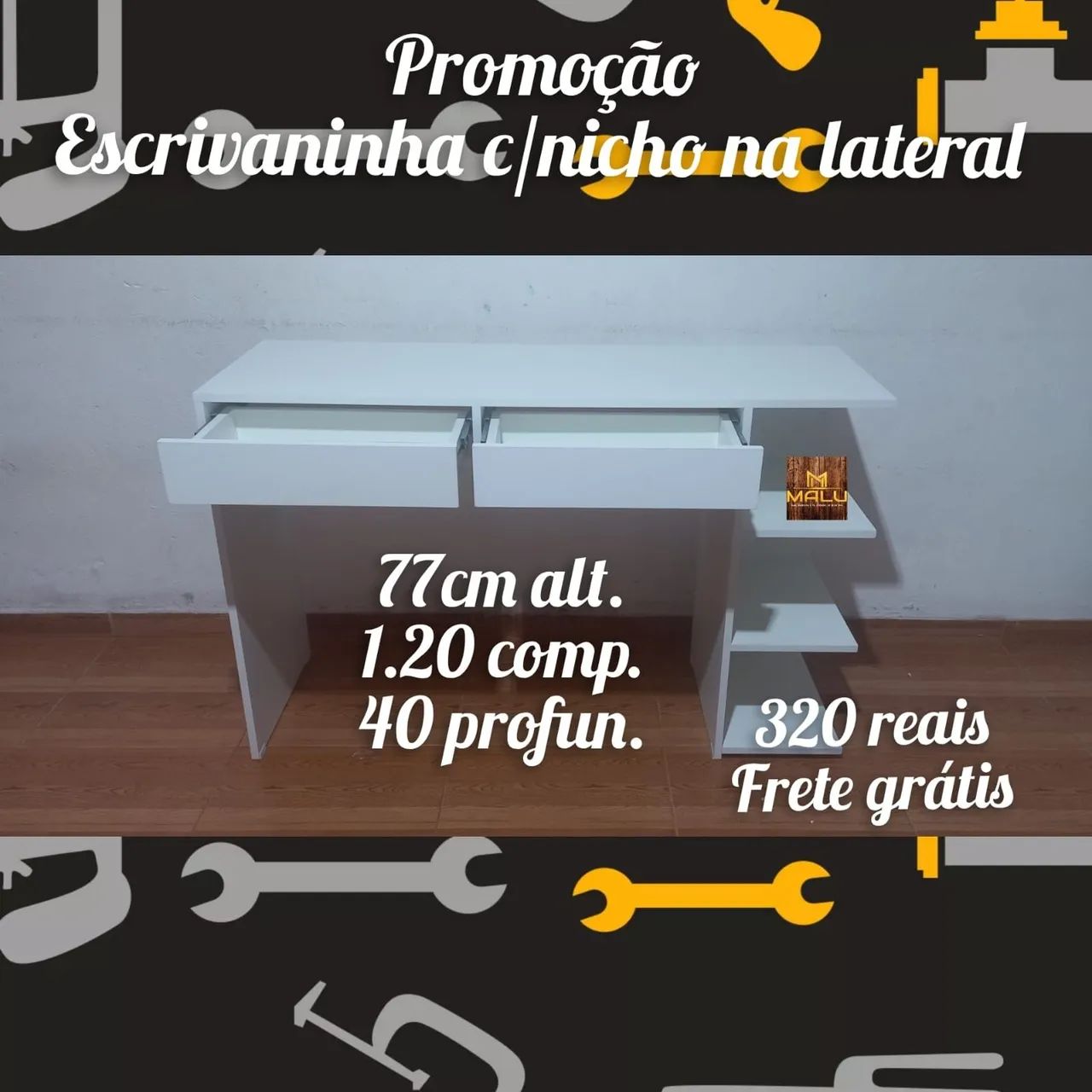 Escrivaninha com nicho na lateral 