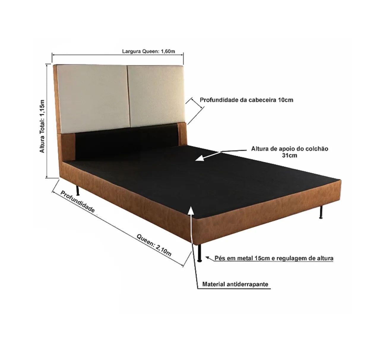 Cama Queen com Cabeceira Design Moderno p765 - Foto 2