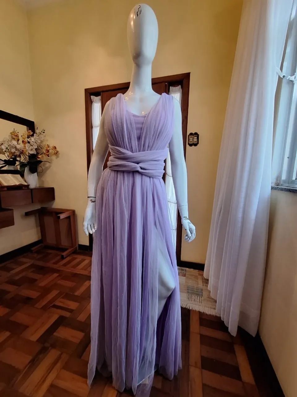 Vestido Longo Multiformas Brilho Lilás 44