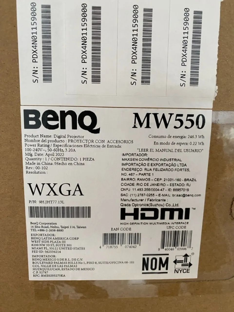 Projetor BenQ MW550 WXGA - Pouquíssimo uso | Completo - Foto 2