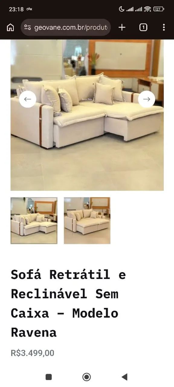 Sofá Retrátil e Reclinável Sem Caixa - Modelo Ravena