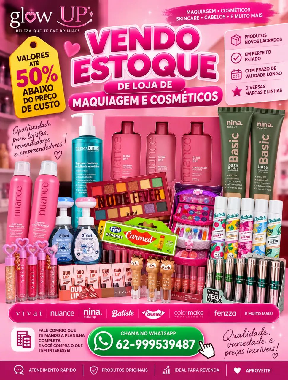 Vendo estoque de cosméticos e maquiagens 