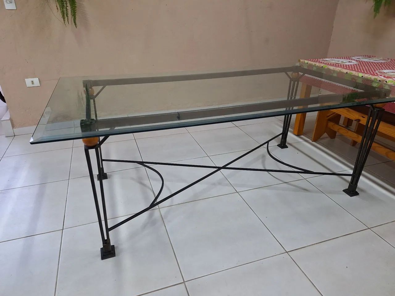 Mesa de Vidro com pé de ferro  - Foto 2