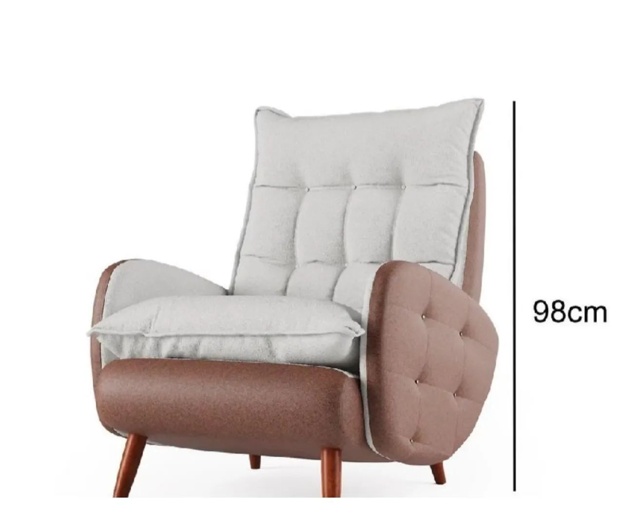 Poltrona com Puff Corino Marrom/Cinza Eloá Plus 73cm Marrom/Cinza - Foto 3