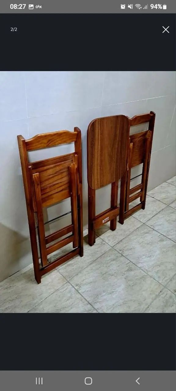 Conjunto Mesa C/2 Cadeiras Madeira Maciça  - Foto 2