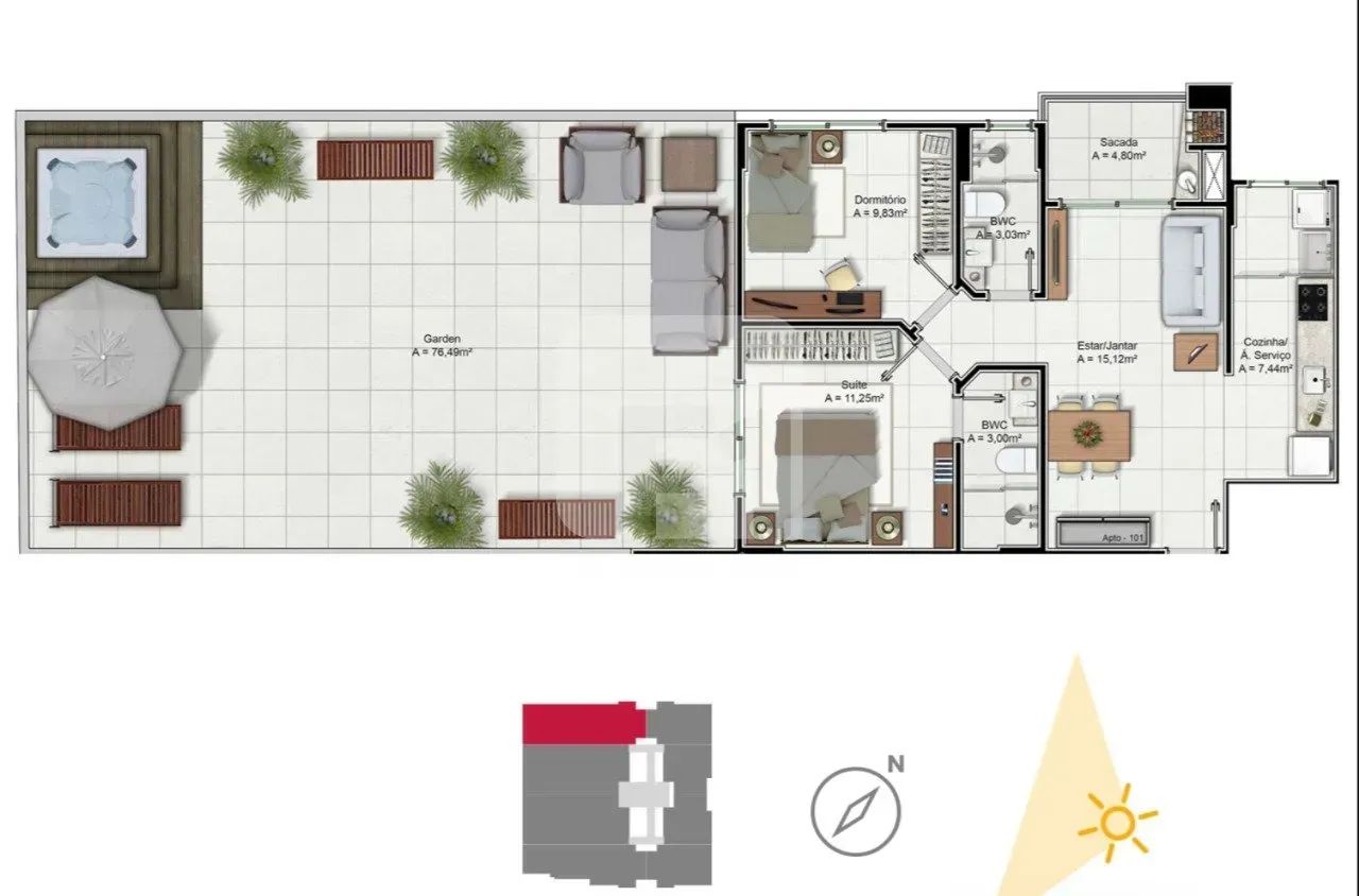 Apartamento GARDEM de 2 quartos à venda na Trindade em Trindade - Florianópolis - SC - Foto 2