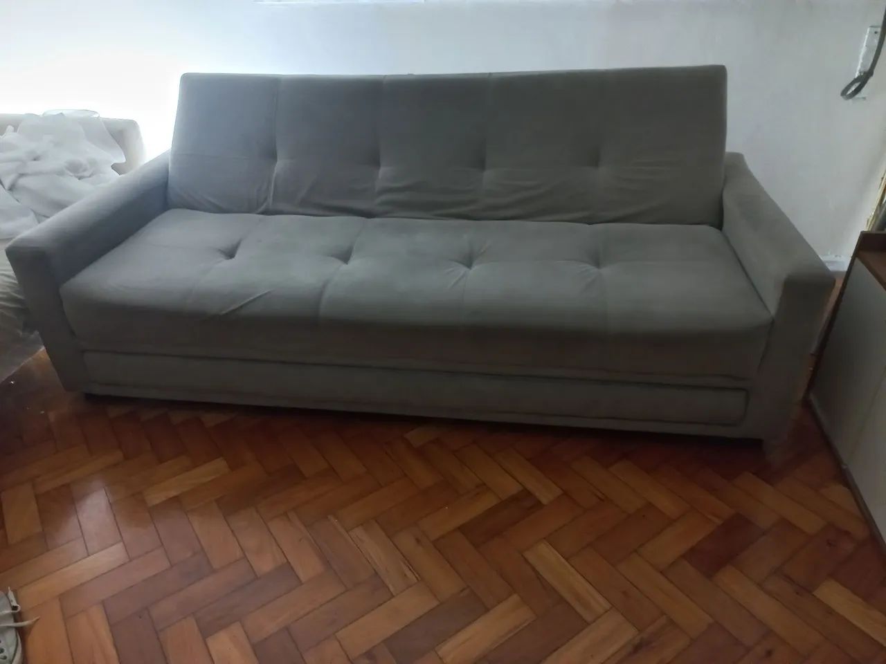 Sofa Cama Cinza em Suede - Foto 3