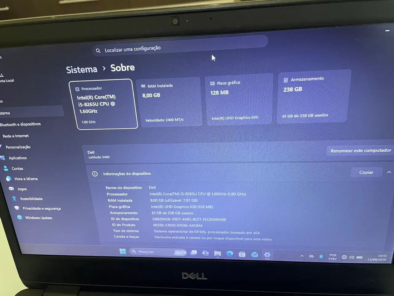 Vendo Notebook Dell Latitude i5-8ªGeração com SSD M2 NVME  - Foto 5