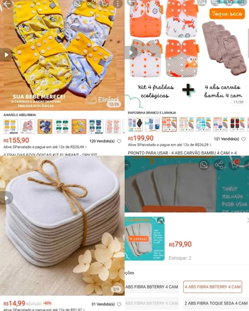 Kit fralda ecológica Elifant com absorvente - Foto 3