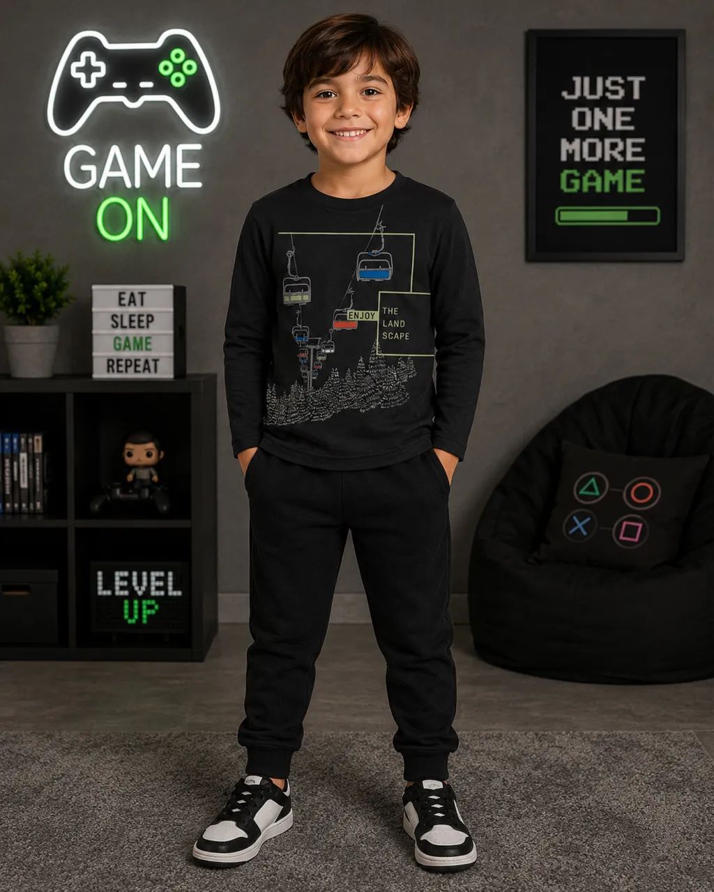 Conjunto moleton para meninos e moletom - 6 e 8 anos
