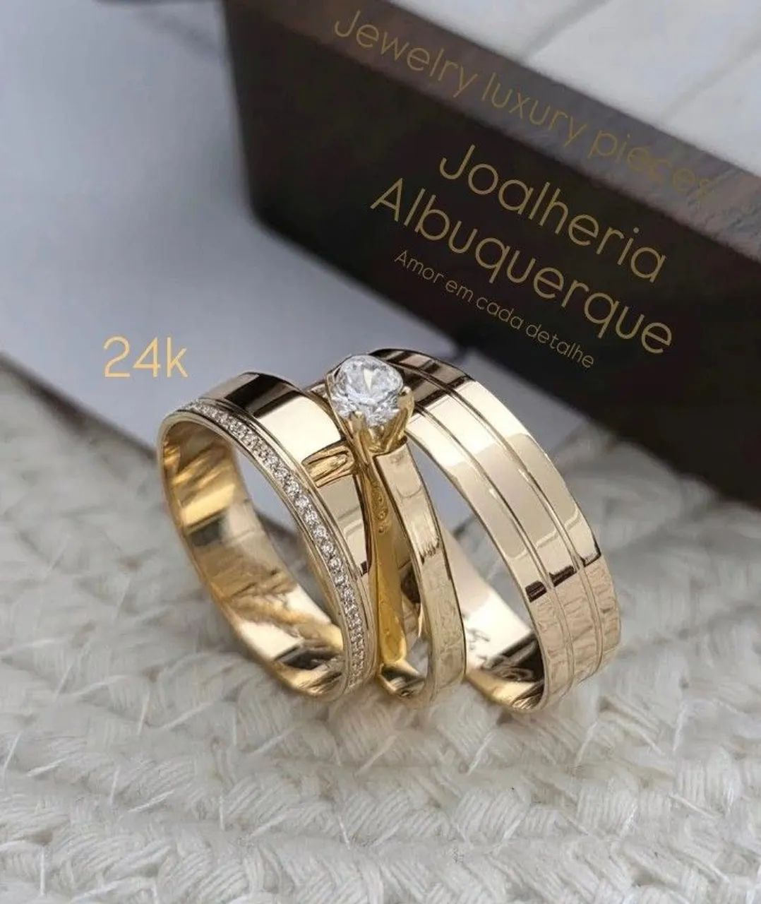 KITS ALIANÇAS BANHADAS A OURO 24KILATES  - Foto 2